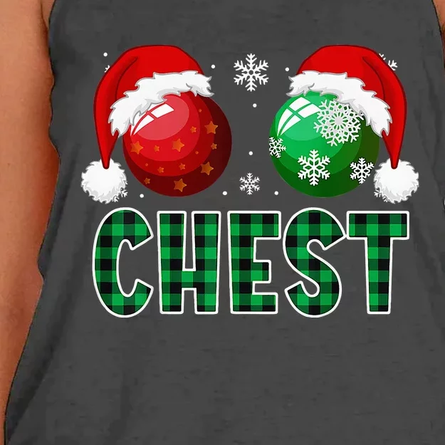 Chest Nuts Christmas Funny Matching Couple Chestnuts Women's Knotted Racerback Tank