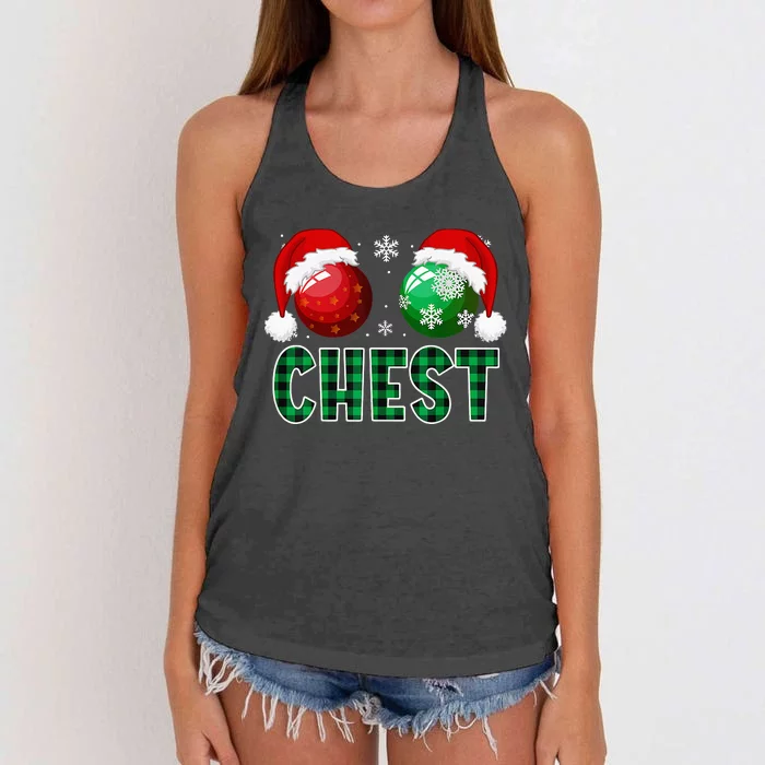 Chest Nuts Christmas Funny Matching Couple Chestnuts Women's Knotted Racerback Tank