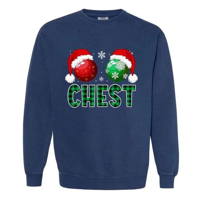 Chest Nuts Christmas Funny Matching Couple Chestnuts Garment-Dyed Sweatshirt