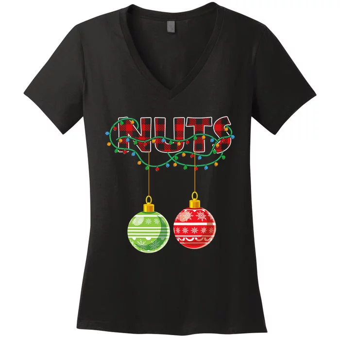 Chest Nuts Christmas Matching Couple Chestnuts Women's V-Neck T-Shirt