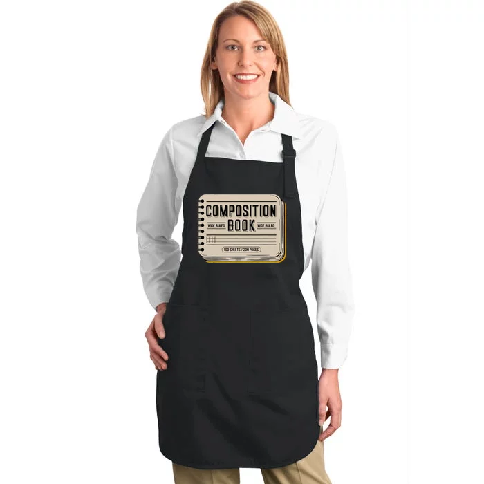 Composition Notebook Costume Teacher Group Matching Full-Length Apron With Pocket