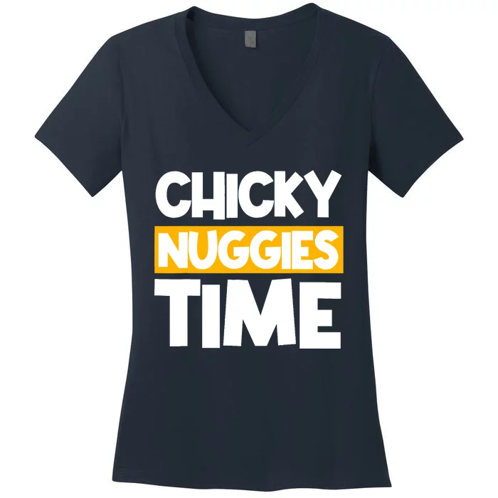 Chicky Nuggies Chicken Nuggets Lover Baked Fried Breaded Women's V-Neck T-Shirt