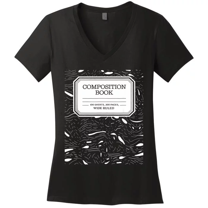 Composition Notebook Costume Matching Halloween Women's V-Neck T-Shirt