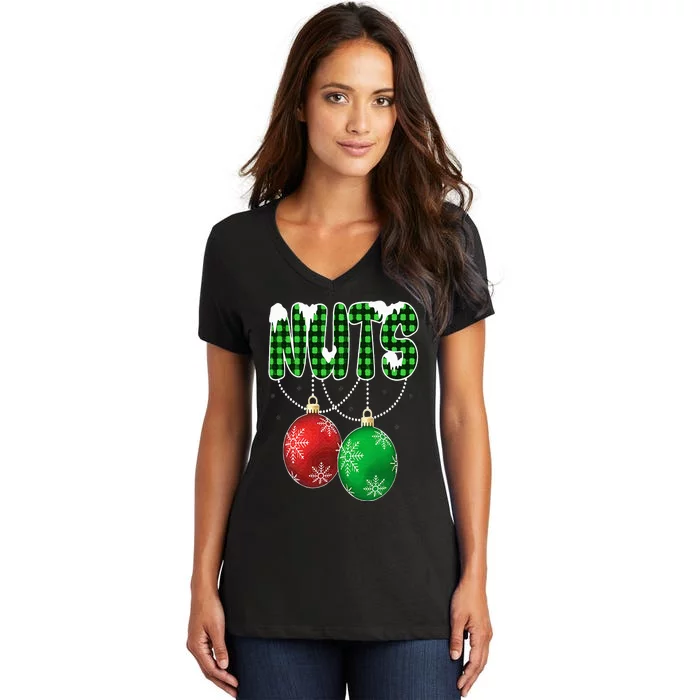 Chest Nuts Christmas Matching Couple Chestnuts Women's V-Neck T-Shirt