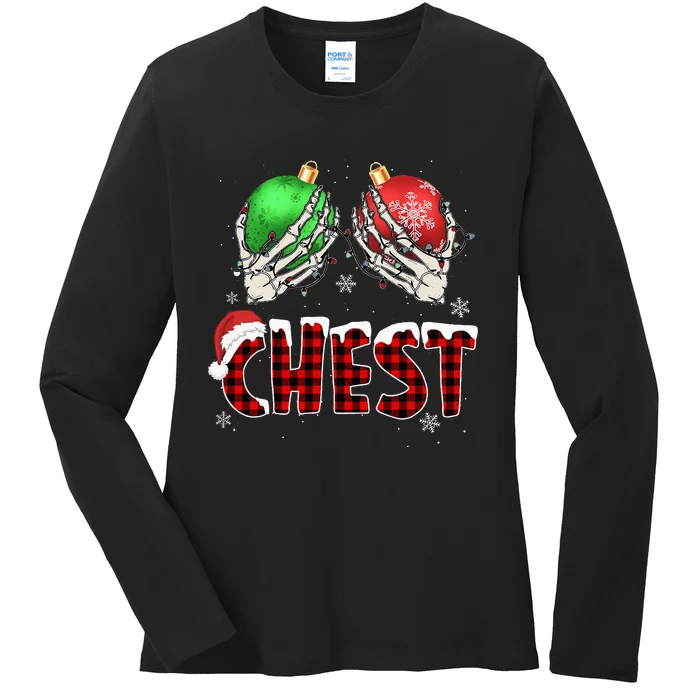 Chest Nuts Christmas Chestnuts Xmas Couple Matching Costume Ladies Long Sleeve Shirt