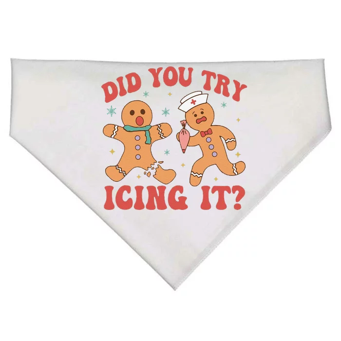 Cute Nurse Christmas Did You Try Icing It  Christmas Nurse Nicu Nurse Christmas USA-Made Doggie Bandana