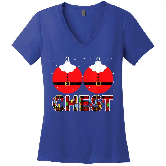 Chest Nuts Christmas Matching Couple Chestnuts Xmas Women's V-Neck T-Shirt