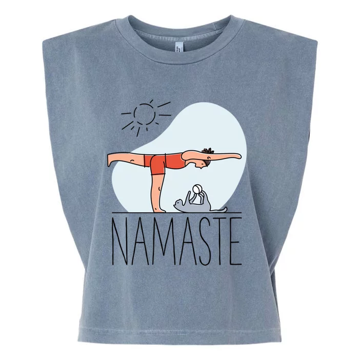 Cute Namaste Cat Yoga Pose Funny Gift For Kitty Cat Lovers Funny Gift Garment-Dyed Women's Muscle Tee