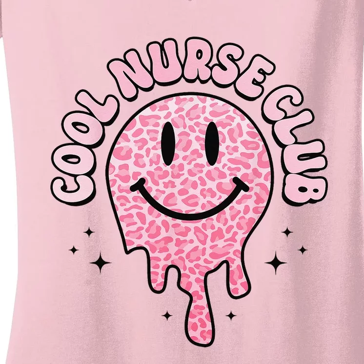 Cool Nurse Club Healthcare Worker Nurse Life Groovy Retro Women's V-Neck T-Shirt