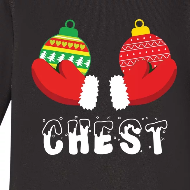 Chest Nuts Christmas Funny Matching Couple Chestnuts Baby Long Sleeve Bodysuit