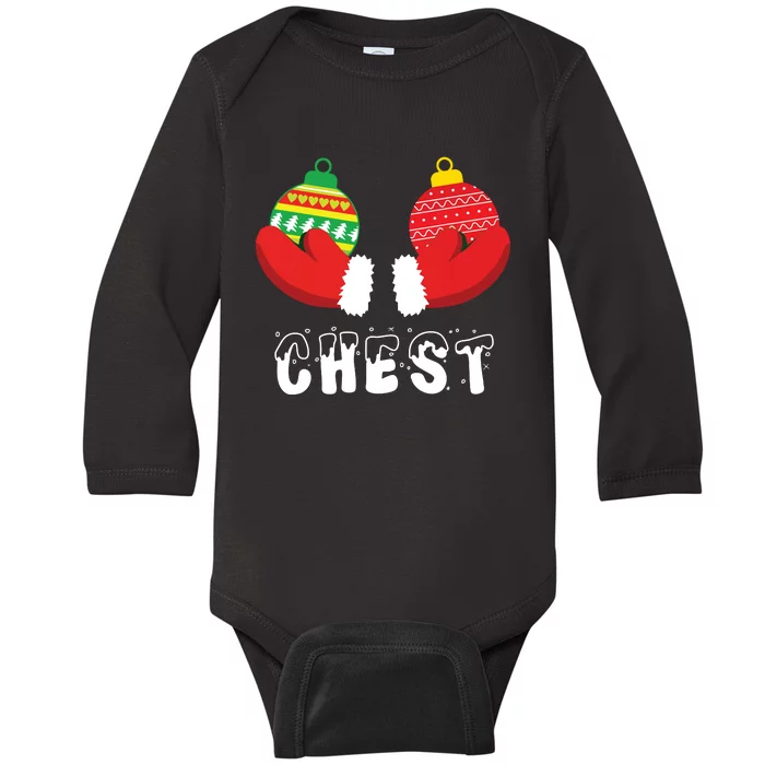 Chest Nuts Christmas Funny Matching Couple Chestnuts Baby Long Sleeve Bodysuit