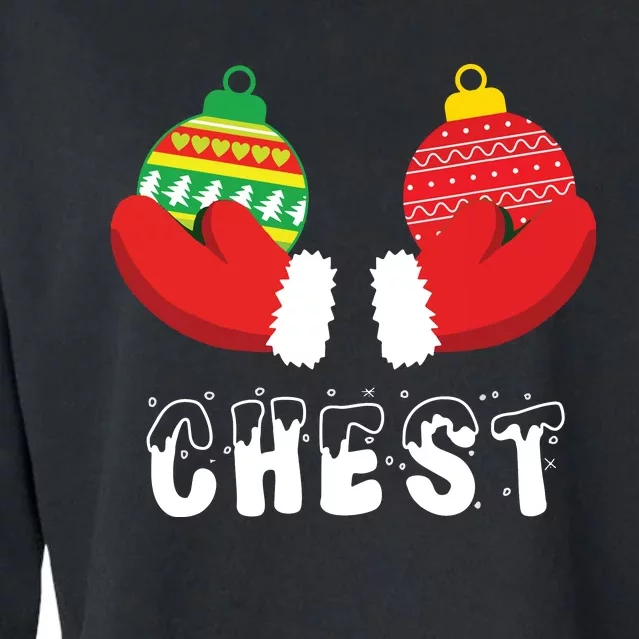 Chest Nuts Christmas Funny Matching Couple Chestnuts Cropped Pullover Crew