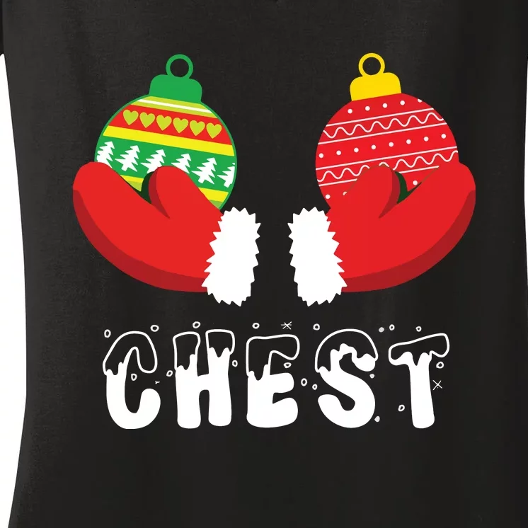 Chest Nuts Christmas Funny Matching Couple Chestnuts Women's V-Neck T-Shirt