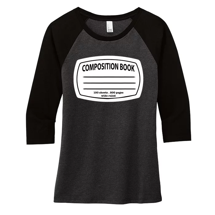 Composition Notebook Costume Matching Group Halloween Women's Tri-Blend 3/4-Sleeve Raglan Shirt