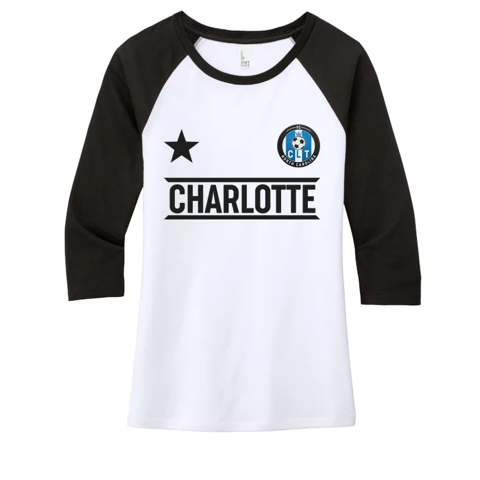 Charlotte North Carolina Soccer Jersey Women's Tri-Blend 3/4-Sleeve Raglan Shirt