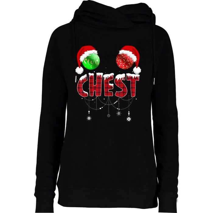 Chest Nuts Christmas Funny Matching Couple Chestnuts Womens Funnel Neck Pullover Hood