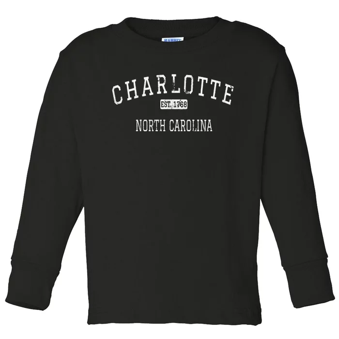 Charlotte North Carolina NC Vintage Toddler Long Sleeve Shirt