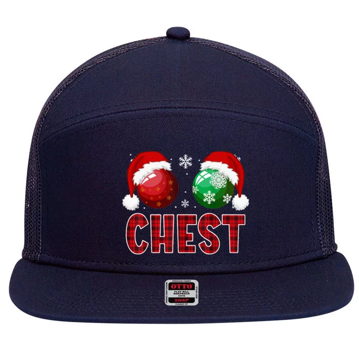 Chest Nuts Christmas Funny Matching Couple Chestnuts 7 Panel Mesh Trucker Snapback Hat