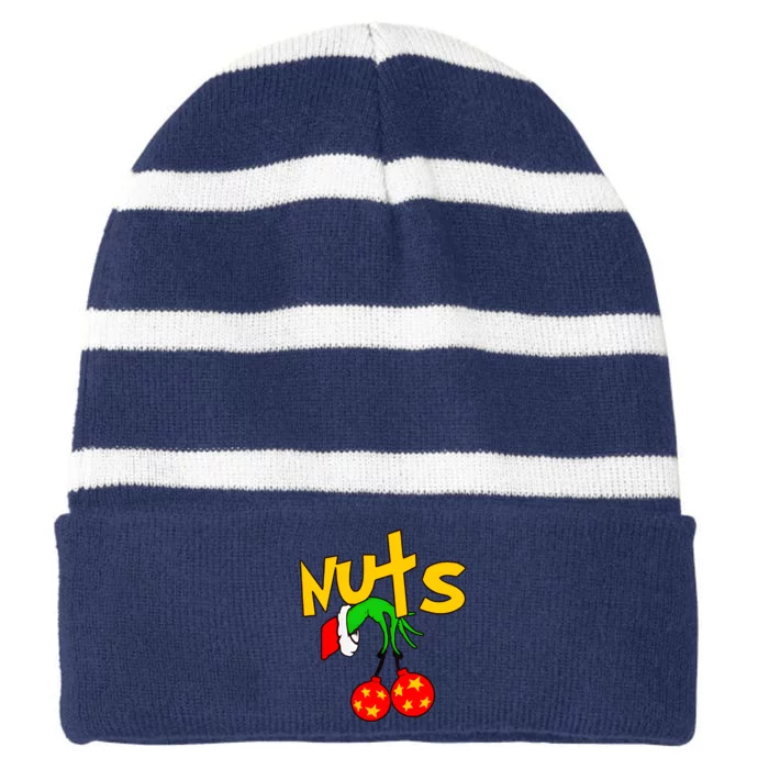 Chest Nuts Couples Matching Christmas Humor Striped Beanie with Solid Band