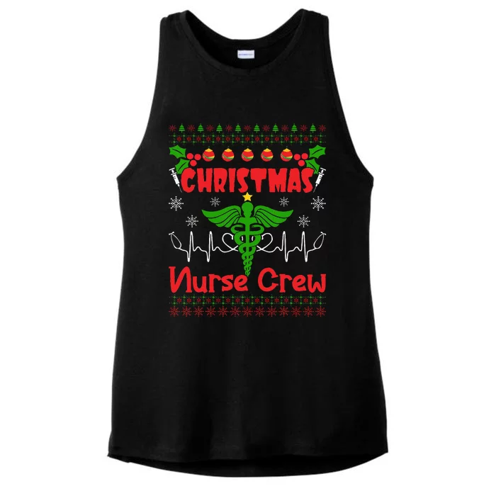 Christmas Nurse Crew Ladies Tri-Blend Wicking Tank