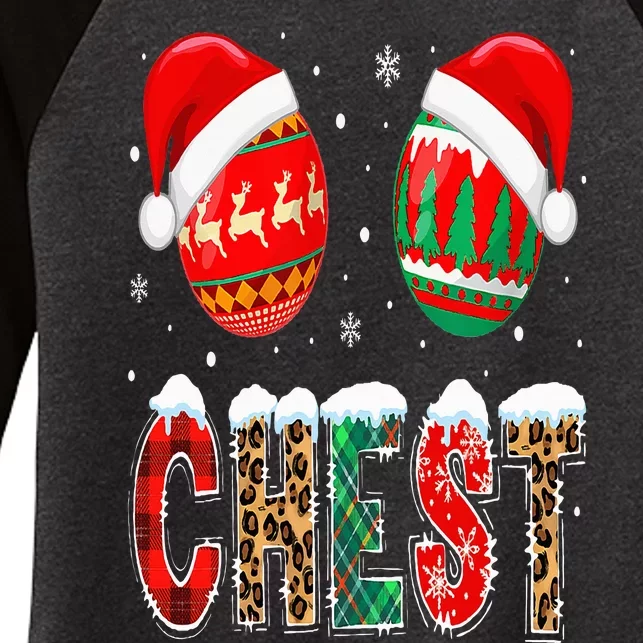 Chest Nuts Couple Christmas Pajama Chestnuts Xmas Gift Women's Tri-Blend 3/4-Sleeve Raglan Shirt