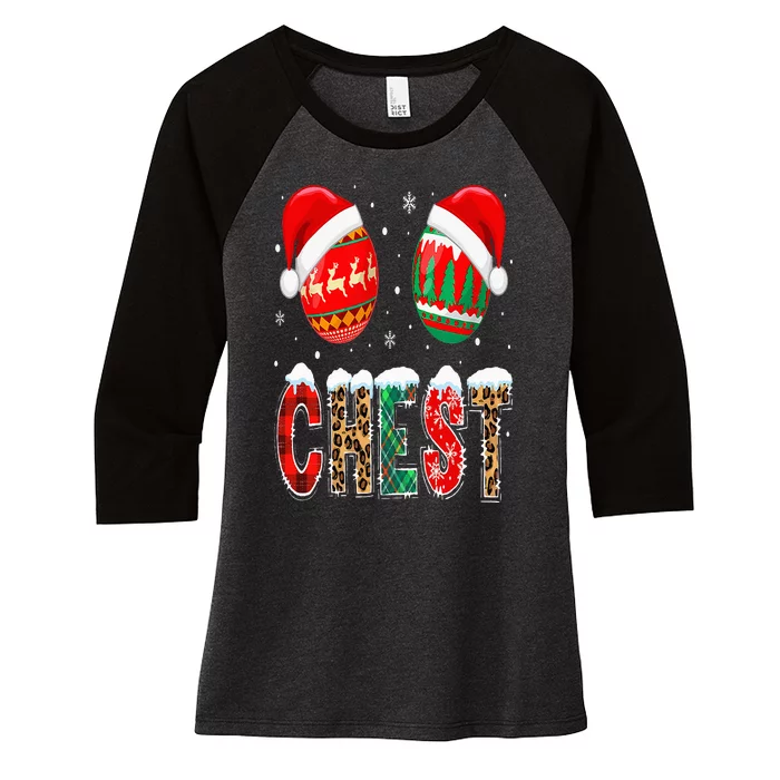 Chest Nuts Couple Christmas Pajama Chestnuts Xmas Gift Women's Tri-Blend 3/4-Sleeve Raglan Shirt