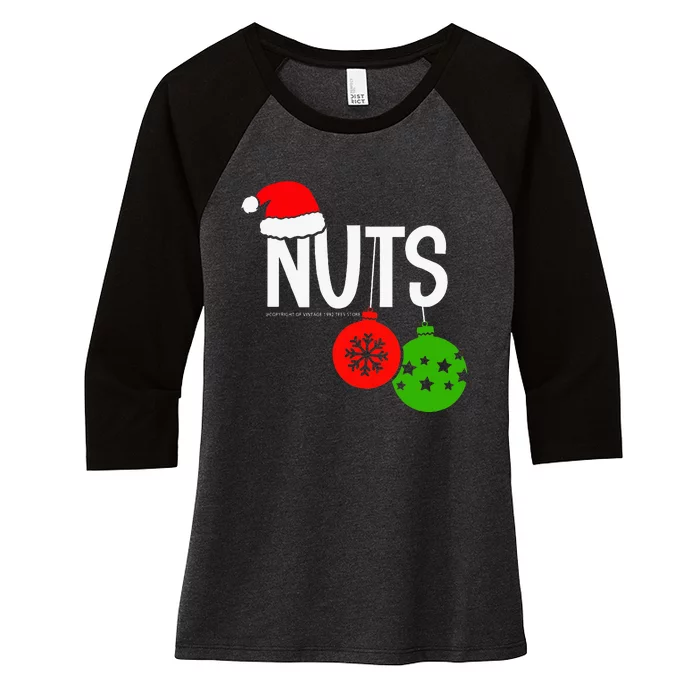 Chest Nuts Christmas Funny Matching Couple Chestnuts Women's Tri-Blend 3/4-Sleeve Raglan Shirt