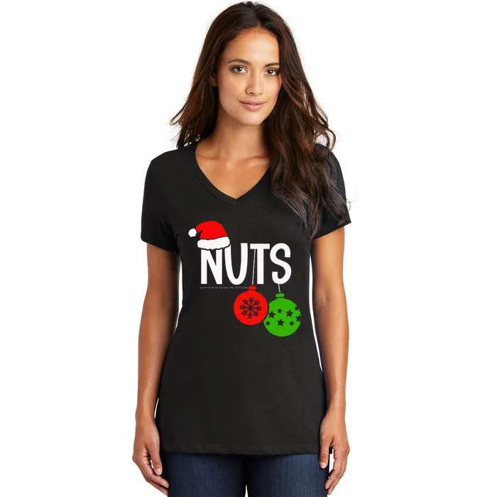 Chest Nuts Christmas Funny Matching Couple Chestnuts Women's V-Neck T-Shirt