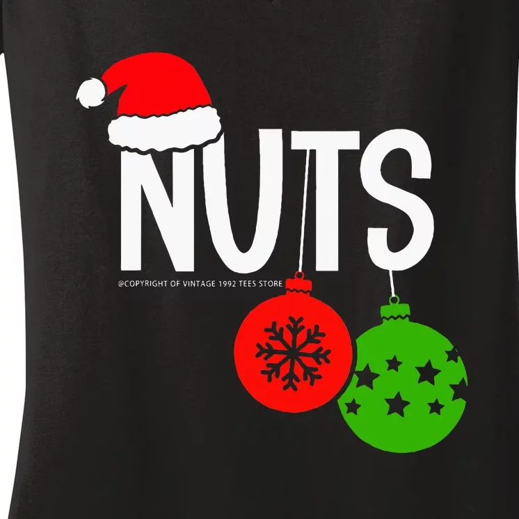 Chest Nuts Christmas Funny Matching Couple Chestnuts Women's V-Neck T-Shirt