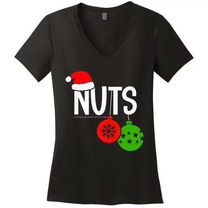 Chest Nuts Christmas Funny Matching Couple Chestnuts Women's V-Neck T-Shirt