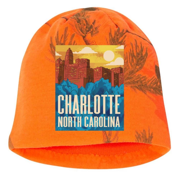 Charlotte North Carolina City Sunset Kati - Camo Knit Beanie