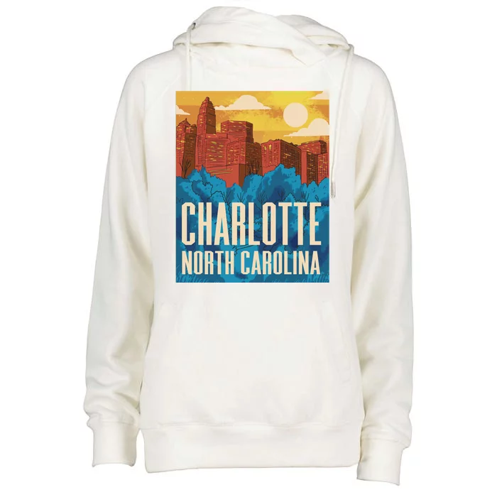 Charlotte North Carolina City Sunset Womens Funnel Neck Pullover Hood