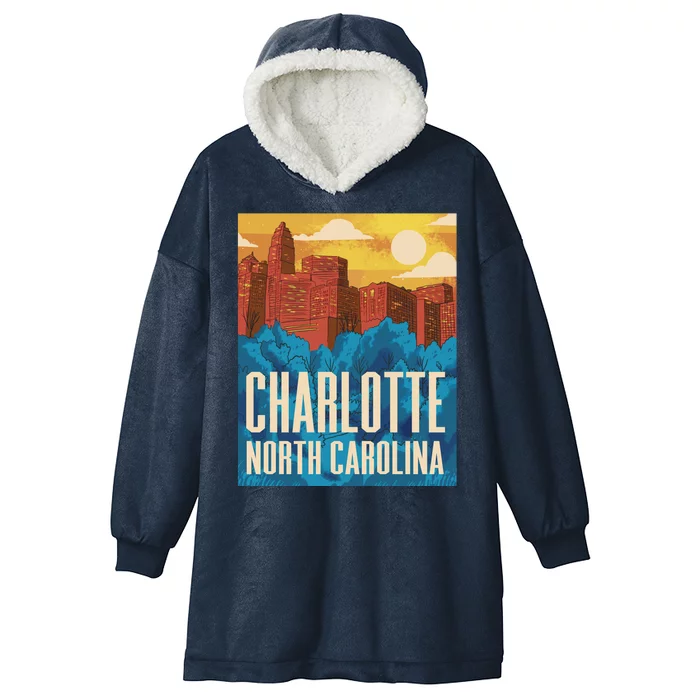 Charlotte North Carolina City Sunset Hooded Wearable Blanket