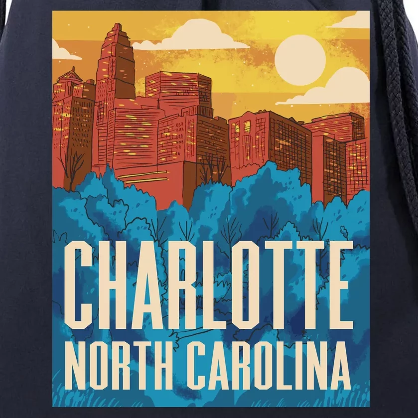 Charlotte North Carolina City Sunset Drawstring Bag