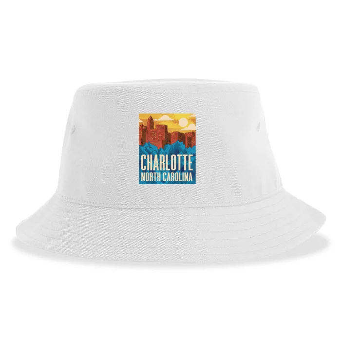 Charlotte North Carolina City Sunset Sustainable Bucket Hat