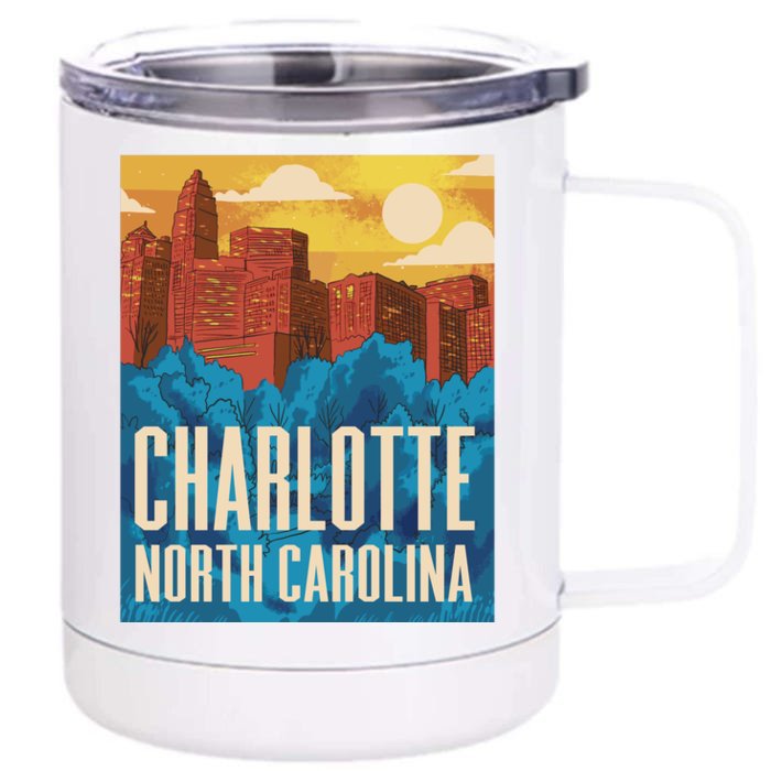 Charlotte North Carolina City Sunset Front & Back 12oz Stainless Steel Tumbler Cup