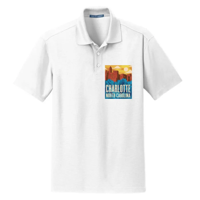 Charlotte North Carolina City Sunset Dry Zone Grid Performance Polo