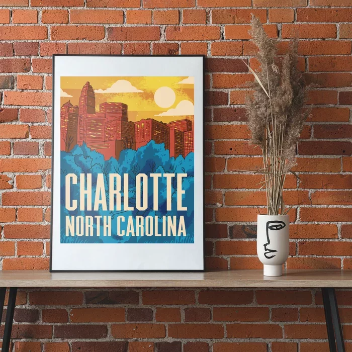 Charlotte North Carolina City Sunset Poster