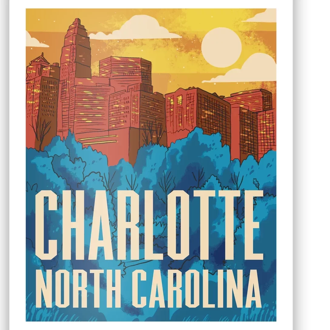 Charlotte North Carolina City Sunset Poster