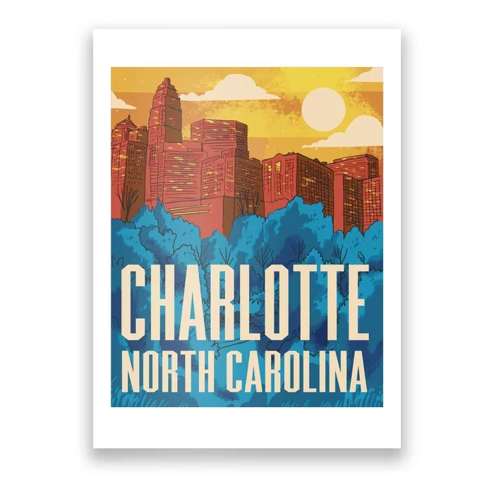 Charlotte North Carolina City Sunset Poster