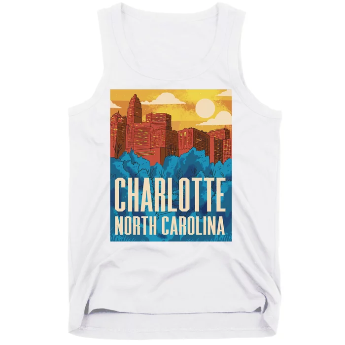 Charlotte North Carolina City Sunset Tank Top