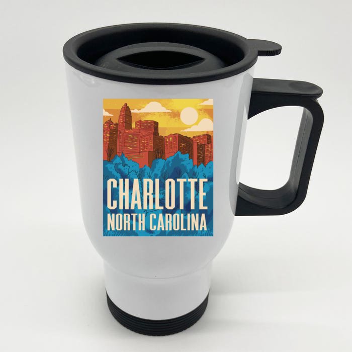 Charlotte North Carolina City Sunset Front & Back Stainless Steel Travel Mug