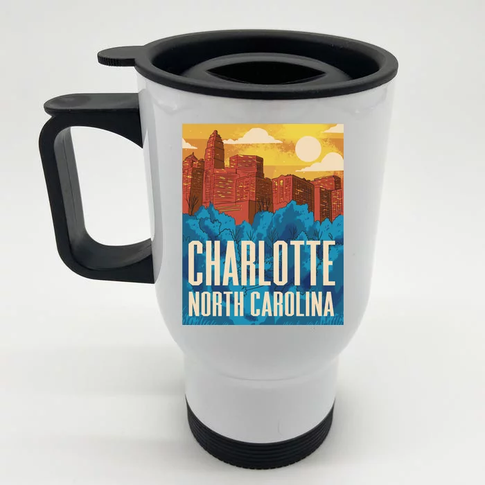 Charlotte North Carolina City Sunset Front & Back Stainless Steel Travel Mug