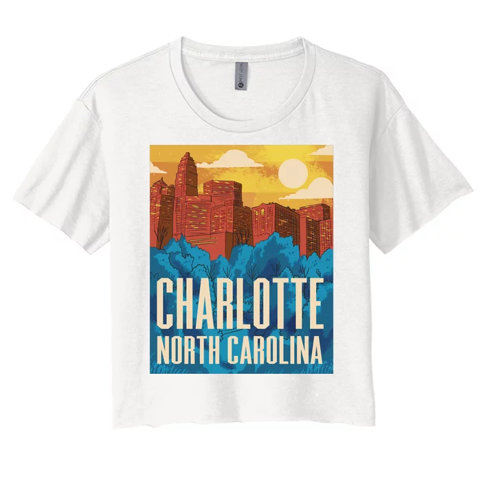 Charlotte North Carolina City Sunset Women's Crop Top Tee