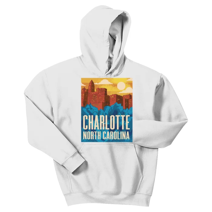 Charlotte North Carolina City Sunset Kids Hoodie