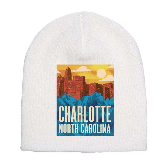 Charlotte North Carolina City Sunset Short Acrylic Beanie