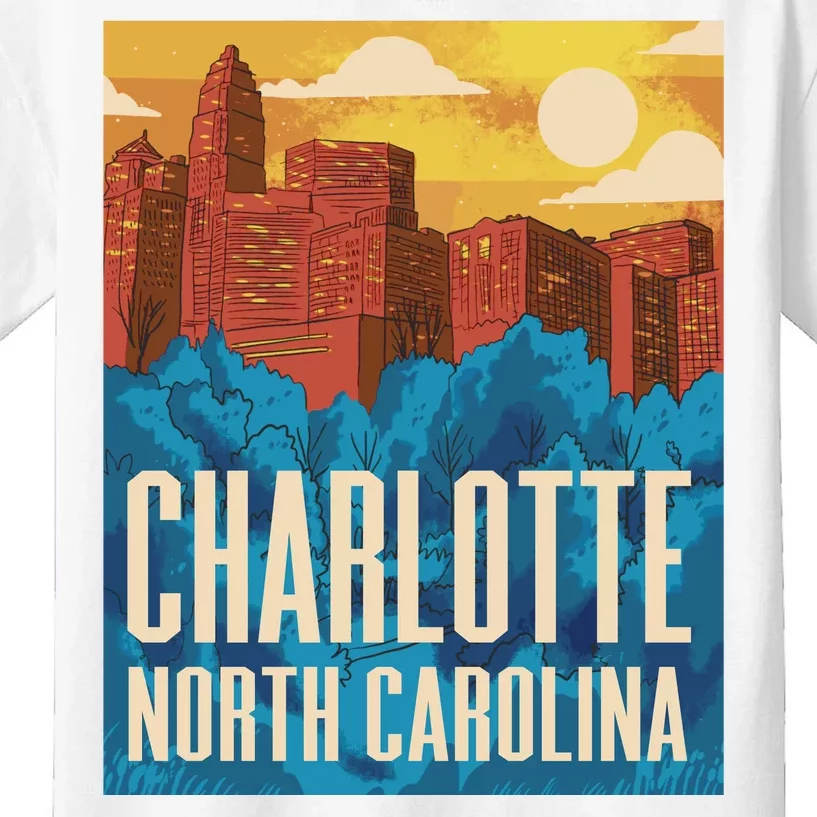 Charlotte North Carolina City Sunset Kids T-Shirt