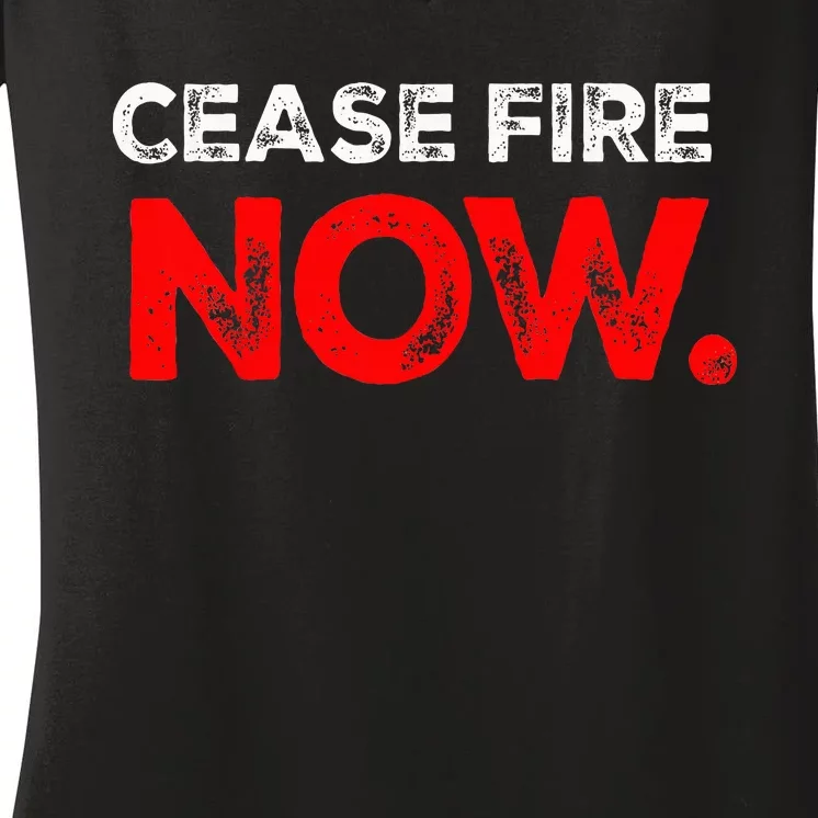 Ceasefire NOW Women's V-Neck T-Shirt