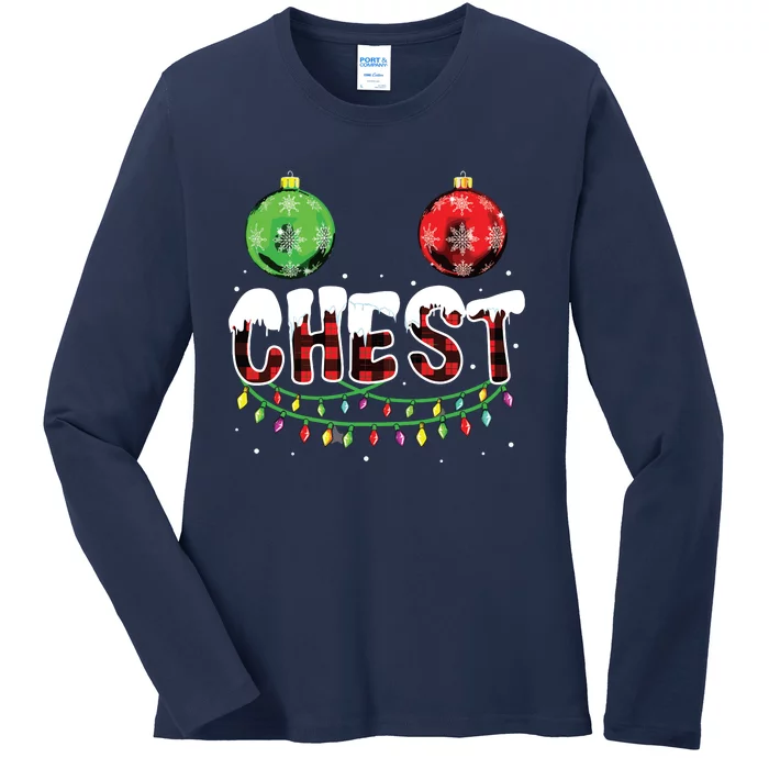 Chest Nuts Christmas Funny Matching Couple Chestnuts Ladies Long Sleeve Shirt