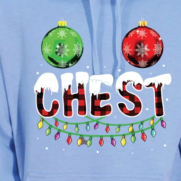 Chest Nuts Christmas Funny Matching Couple Chestnuts Unisex Surf Hoodie